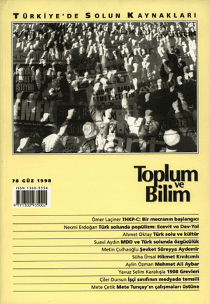 Toplum ve Bilim Sayı 78, 1998