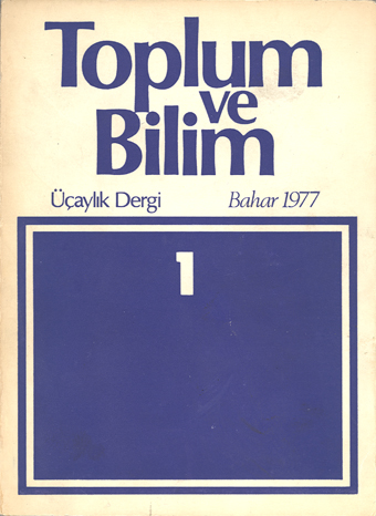 Toplum ve Bilim Sayı 1, 1977