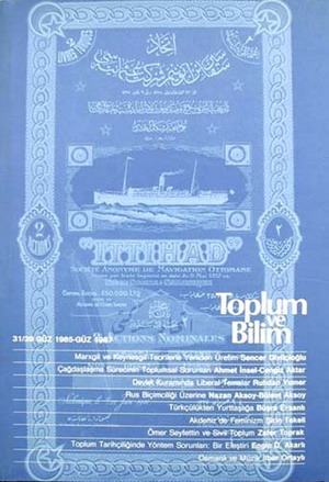 Toplum ve Bilim Sayı 31-32-33-34-35-36-37-38-39, 1987