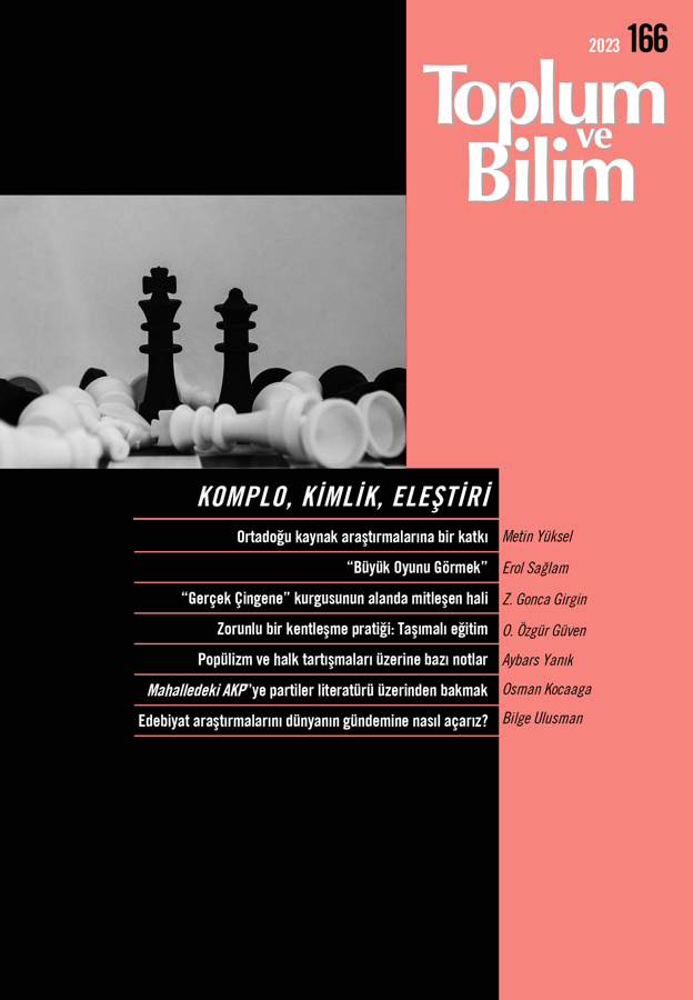 Toplum ve Bilim Sayı 166, 2023
